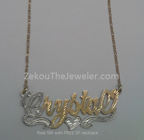 Real 10K Gold Single Plate Nameplate with GF Chain #5
